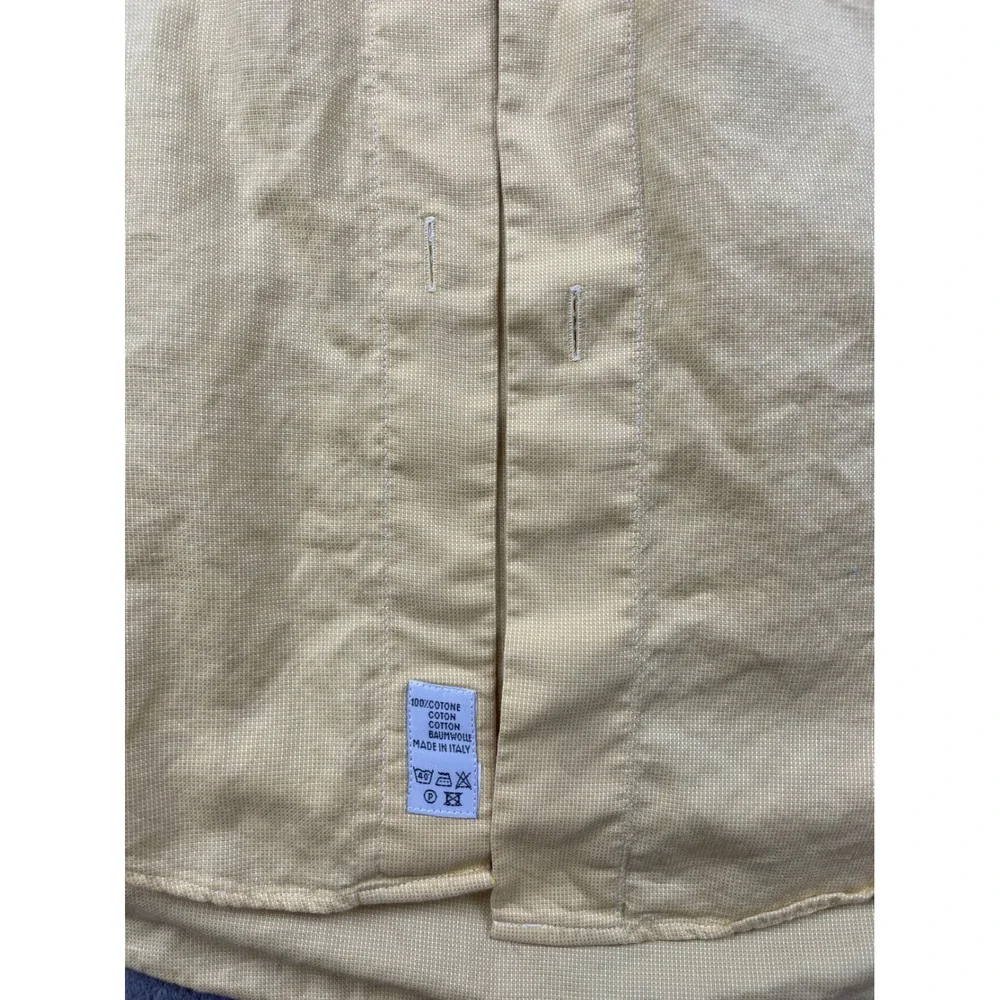 Acorn by Bob Goldfeder Mens Yellow Cotton‎ Button Down Shirt Made in Italy ML